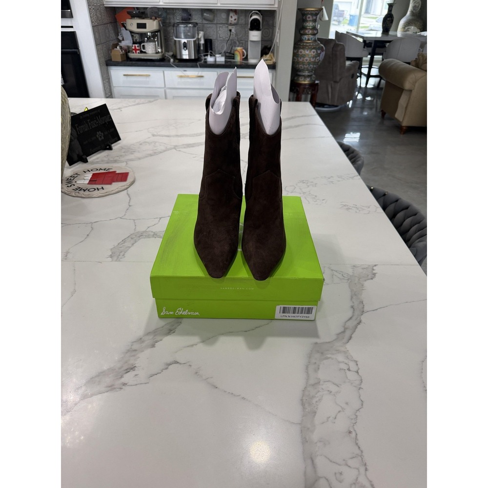 Sam Edelman Boots Womens Size 9.5 Brown Suede Western Ankle Stiletto Pointed - Picture 2 of 9